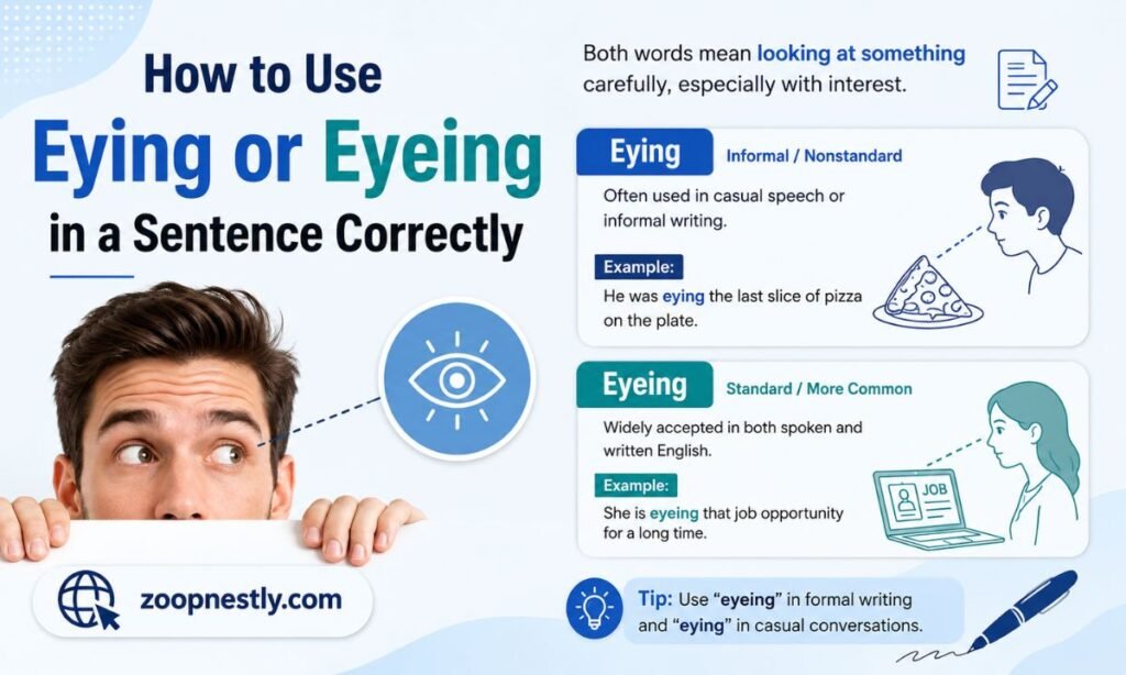 How to Use Eying or Eyeing in a Sentence Correctly