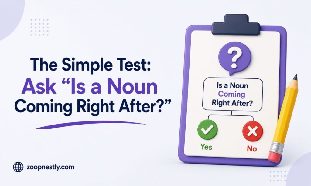 The Simple Test: Ask "Is a Noun Coming Right After?"