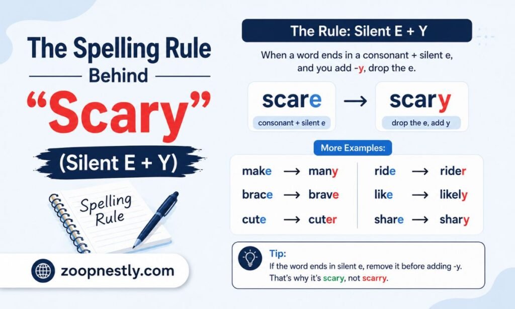 The Spelling Rule Behind Scary (Silent E + Y)