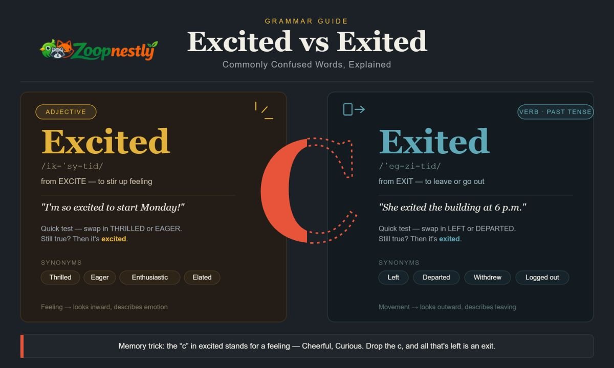 Excited vs Exited Commonly Confused Words Explained